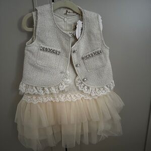 Elegant Cream Kids Formal Dress with Vest